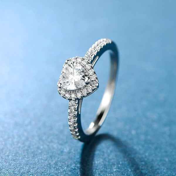 Heart Promise Ring | Sparkling Cubic Zirconia Halo Finger Ring