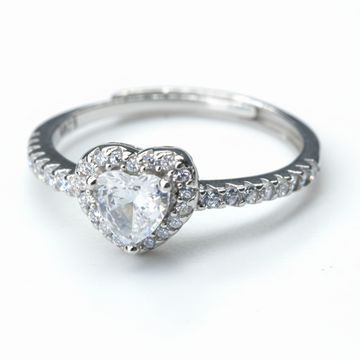 Heart Promise Ring | Sparkling Cubic Zirconia Halo Finger Ring