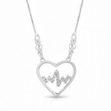 ECG Heartbeat Pendant | Dainty Silver Necklace Life Symbol