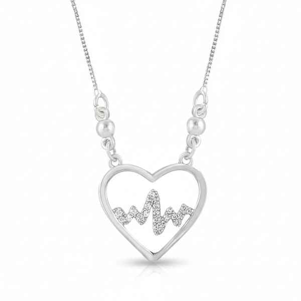 ECG Heartbeat Pendant | Dainty Silver Necklace Life Symbol