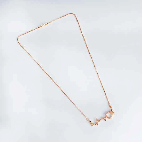 Diamond Heartbeat Rose Gold Necklace | Elegant ECG Pulse Jewelry