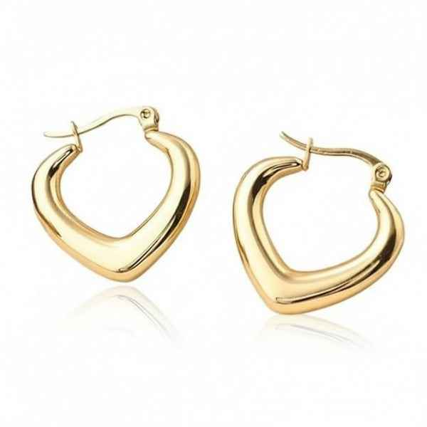 Heart Shape Hoop Earrings | 14k Gold Plated Trendy Daily Wear Jewelry