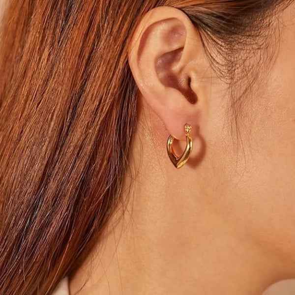 Heart Shape Hoop Earrings | 14k Gold Plated Trendy Daily Wear Jewelry