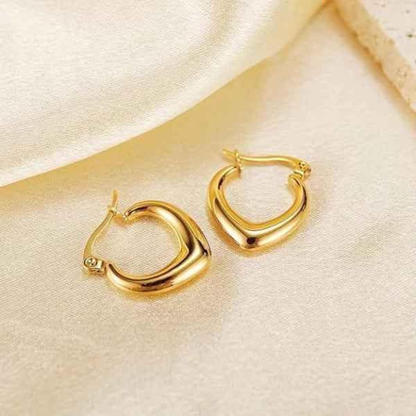 Heart Shape Hoop Earrings | 14k Gold Plated Trendy Daily Wear Jewelry