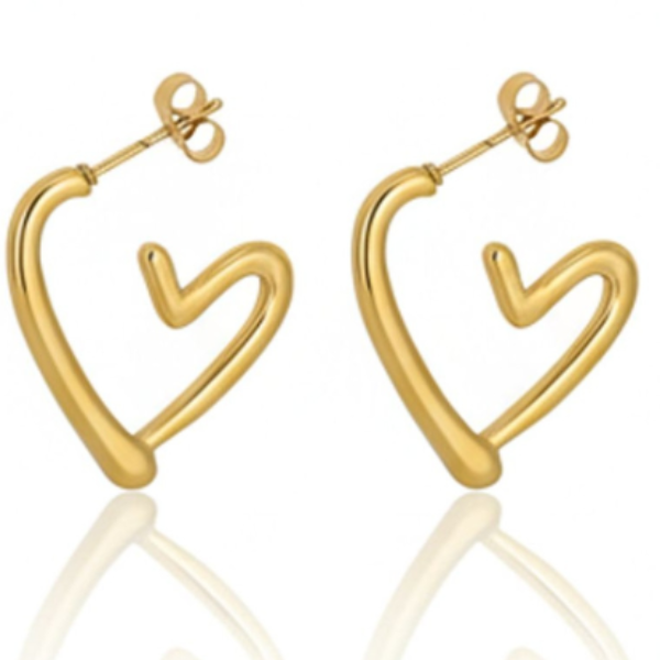 Heart Shape Hoop Earrings | 14k Gold Plated Trendy Jewelry