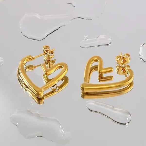 Heart Shape Hoop Earrings | 14k Gold Plated Trendy Jewelry