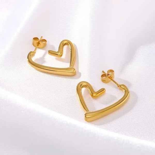 Heart Shape Hoop Earrings | 14k Gold Plated Trendy Jewelry