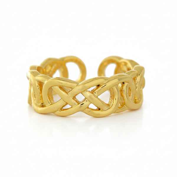 Infinity Knot Of Love Ring - Shimmering Gold Band Adjustable Ring