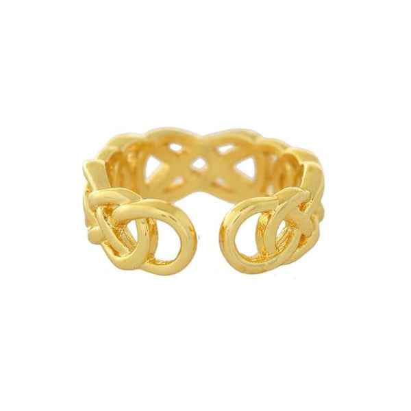Infinity Knot Of Love Ring - Shimmering Gold Band Adjustable Ring
