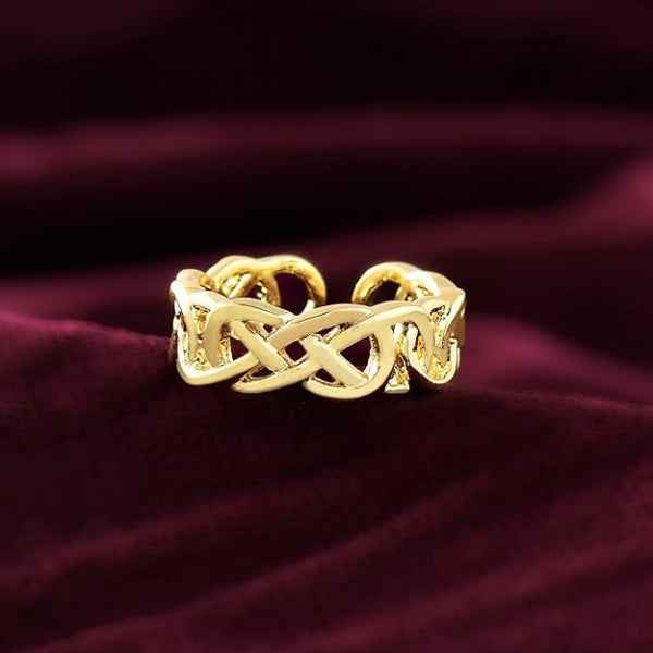 Infinity Knot Of Love Ring - Shimmering Gold Band Adjustable Ring