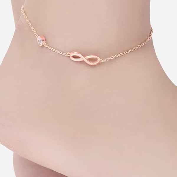 Infinity Rose Gold Anklet – Sparkling Diamond Accent Foot Jewelry