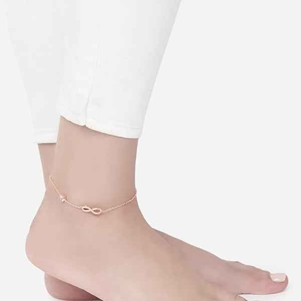 Infinity Rose Gold Anklet – Sparkling Diamond Accent Foot Jewelry