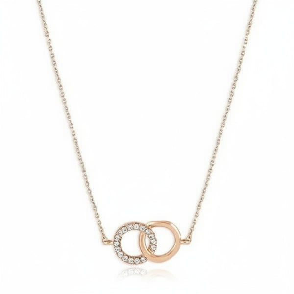Gold Interlocking Rings Necklace | Dainty Crystal Eternity Pendant - LA Miraya