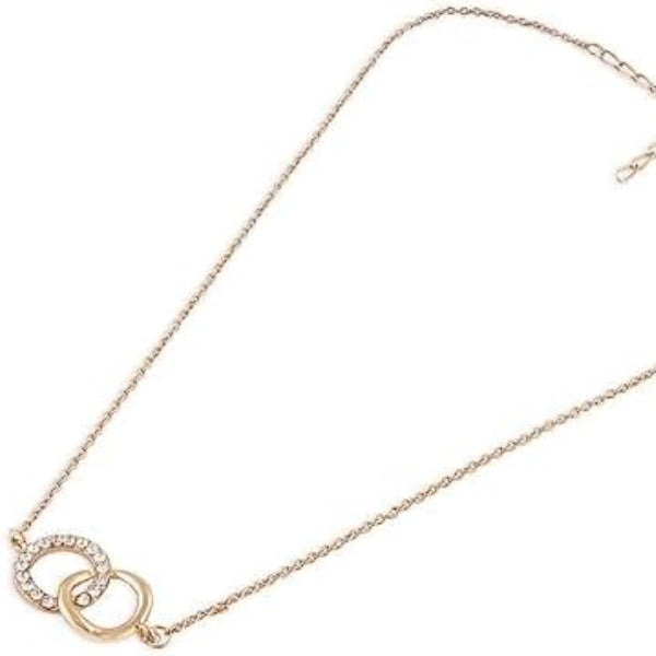 Gold Interlocking Rings Necklace | Dainty Crystal Eternity Pendant - LA Miraya