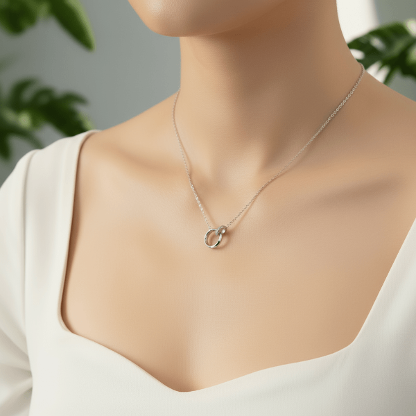 Interlocking Circle Necklace | Sterling Silver Infinity Ring Pendant