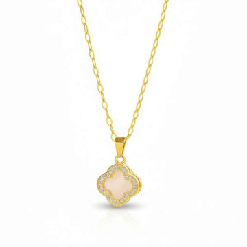 Iridescent Clover Gold Necklace | Gilded Charm Crystal Jewelry