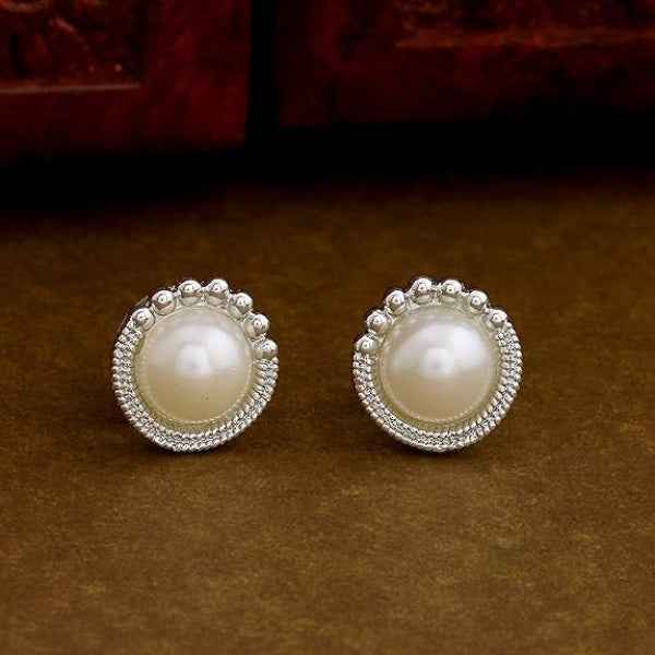 Large Pearl Stud Statement Earrings | Classic Silver Tone Jewelry