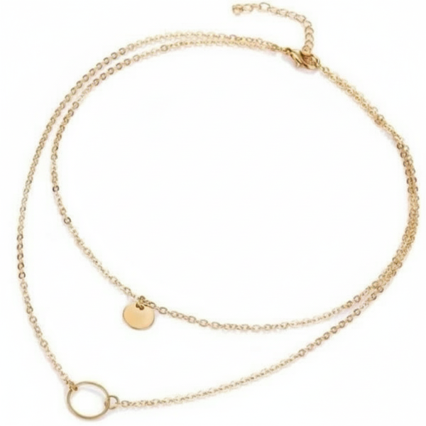 Gold Layered Disc Necklace | Open Circle Pendant | Minimalist Jewelry - LA Miraya