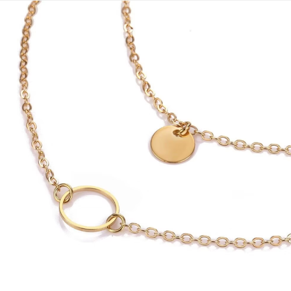 Gold Layered Disc Necklace | Open Circle Pendant | Minimalist Jewelry - LA Miraya