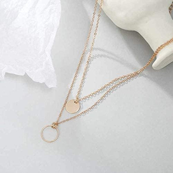 Gold Layered Disc Necklace | Open Circle Pendant | Minimalist Jewelry - LA Miraya