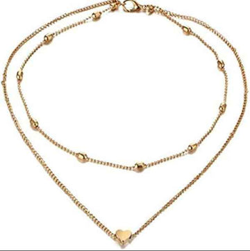 Dainty Layered Necklace | Small Gold Heart Choker Set