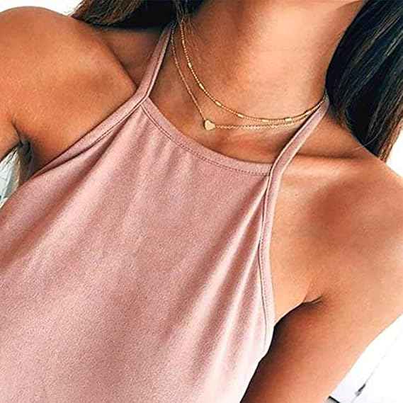 Dainty Layered Necklace | Small Gold Heart Choker Set
