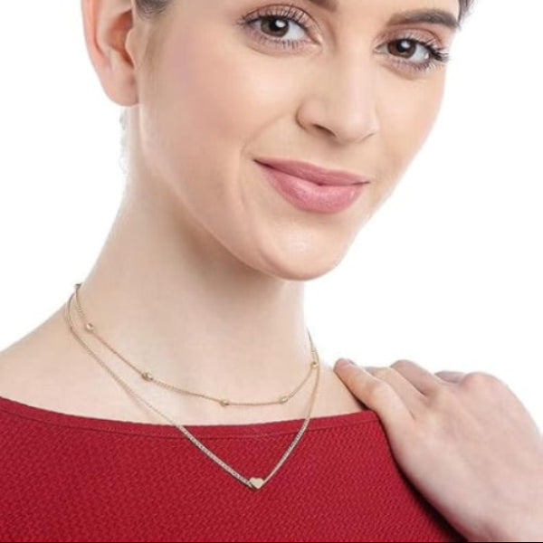 Dainty Layered Heart Necklace | Gold Bead Chain | Charm Jewelry - LA Miraya