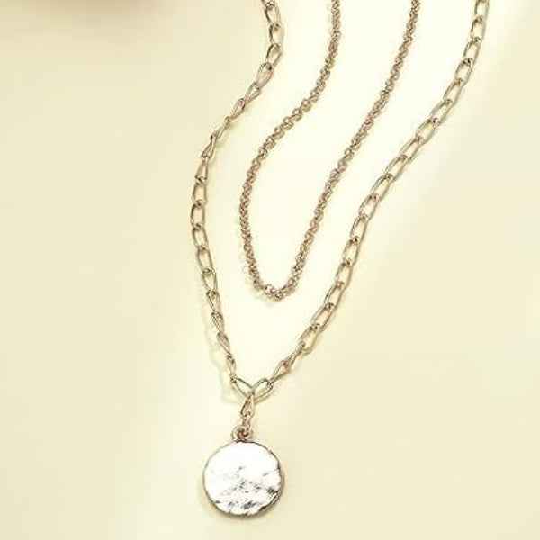 Delicate Layered Necklace | 14K Gold Pendant Chain Jewelry