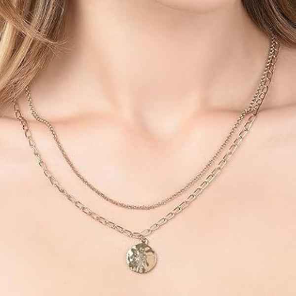 Delicate Layered Necklace | 14K Gold Pendant Chain Jewelry
