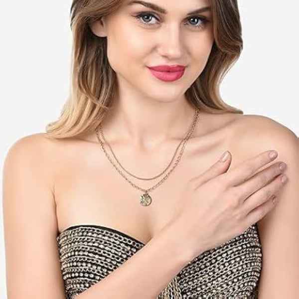 Delicate Layered Necklace | 14K Gold Pendant Chain Jewelry