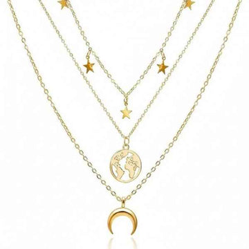 Dainty Layered Star Moon Necklace | Gold Celestial Traveler Set