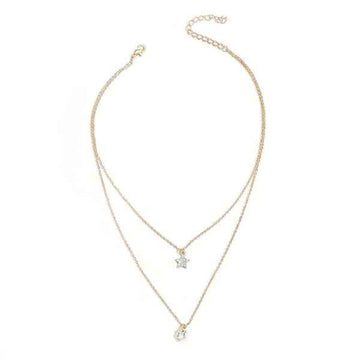 Gold Layered Star Necklace | Dainty Chain & Crystal Pendant Jewelry