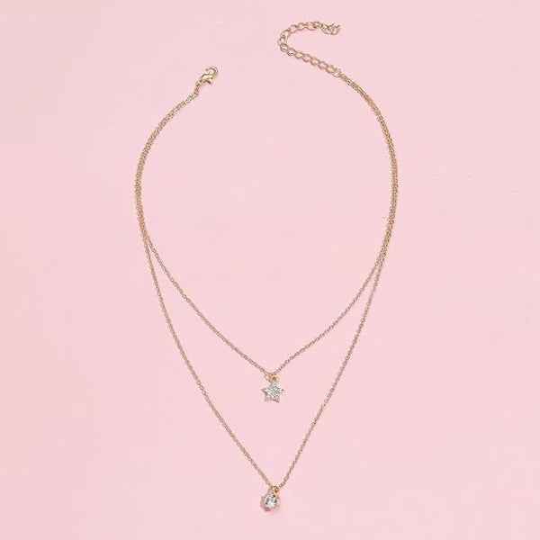Gold Layered Star Necklace | Dainty Chain & Crystal Pendant Jewelry