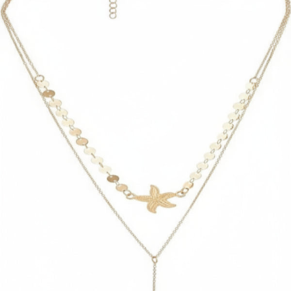 Gold Layered Starfish Necklace | Y Lariat & Beach Charm Jewelry - LA Miraya