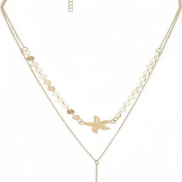 Gold Layered Starfish Necklace | Y Lariat & Beach Charm Jewelry - LA Miraya