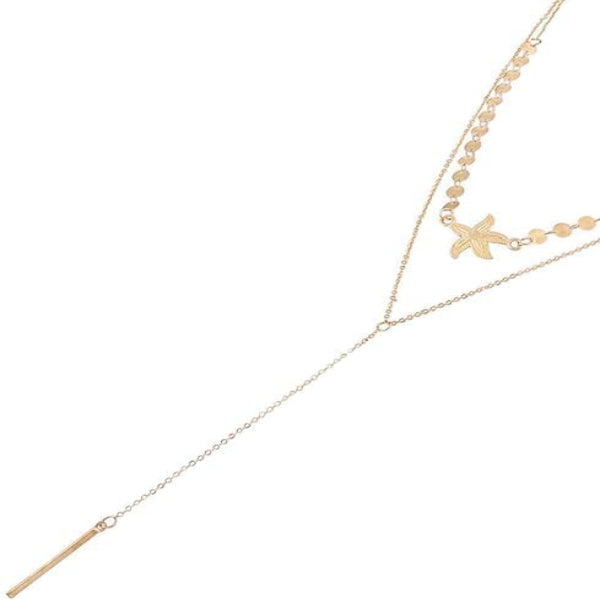 Gold Layered Starfish Necklace | Y Lariat & Beach Charm Jewelry - LA Miraya