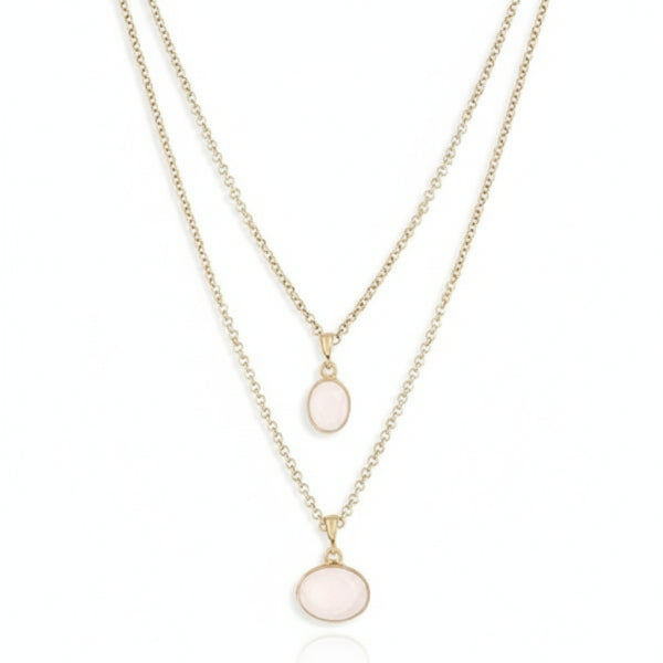 Gold Layered Stone Necklace | Dainty Pendant Set | Minimalist Jewelry - LA Miraya