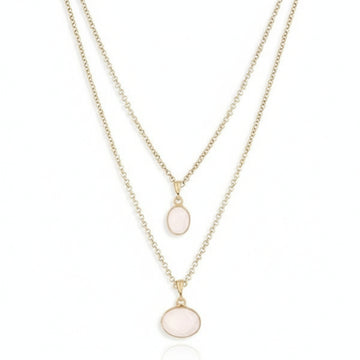 Gold Layered Stone Necklace | Dainty Pendant Set | Minimalist Jewelry - LA Miraya