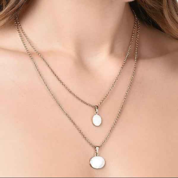 Gold Layered Stone Necklace | Dainty Pendant Set | Minimalist Jewelry - LA Miraya