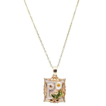 Lustrous Pearl Square Medallion | Classic Ornate Gold Jewelry