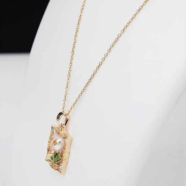 Lustrous Pearl Square Medallion | Classic Ornate Gold Jewelry