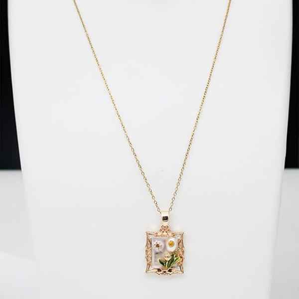 Lustrous Pearl Square Medallion | Classic Ornate Gold Jewelry