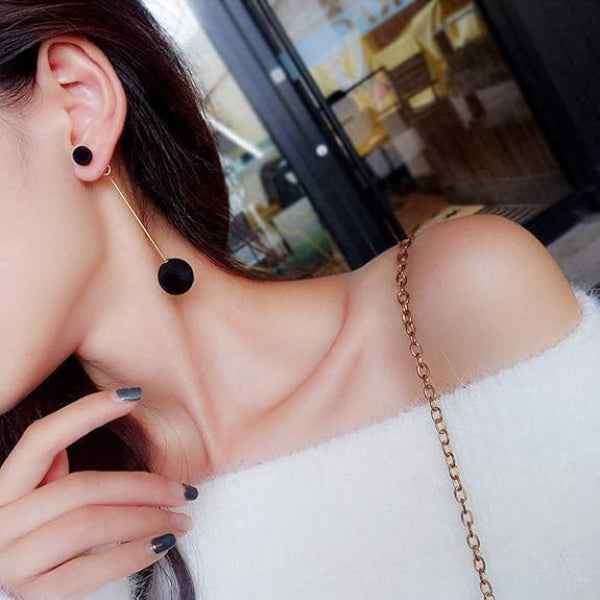 Chic Black Pom Pom Earrings: Long Dangle Drop Statement Jewelry