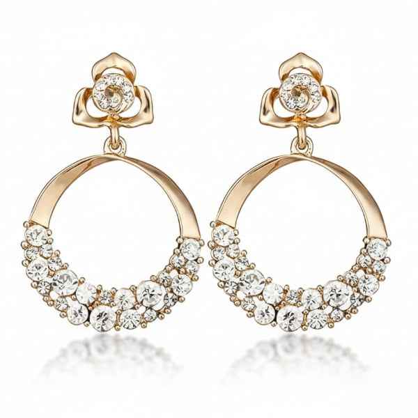 Dazzling Crystal Hoop Earrings: Gold Drop Statement Jewelry