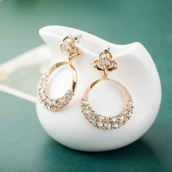 Dazzling Crystal Hoop Earrings: Gold Drop Statement Jewelry