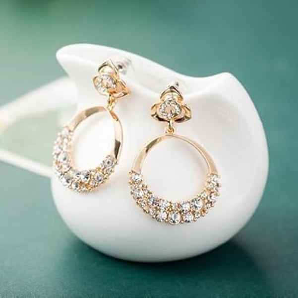 Dazzling Crystal Hoop Earrings: Gold Drop Statement Jewelry