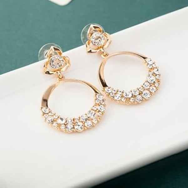 Dazzling Crystal Hoop Earrings: Gold Drop Statement Jewelry