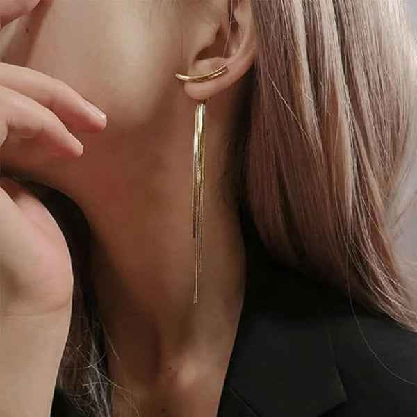Stunning Gold Tassel Earrings: Long Dangle Chain Statement Jewelry