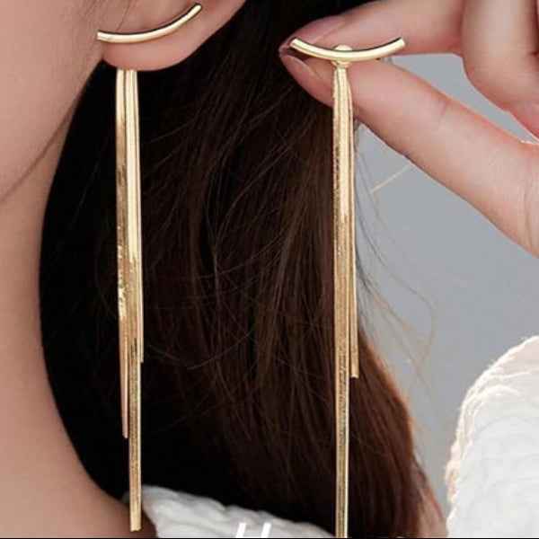Stunning Gold Tassel Earrings: Long Dangle Chain Statement Jewelry