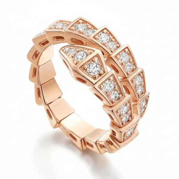Luxury Snake Ring - Shimmering Crystal Gold Statement Finger Ring